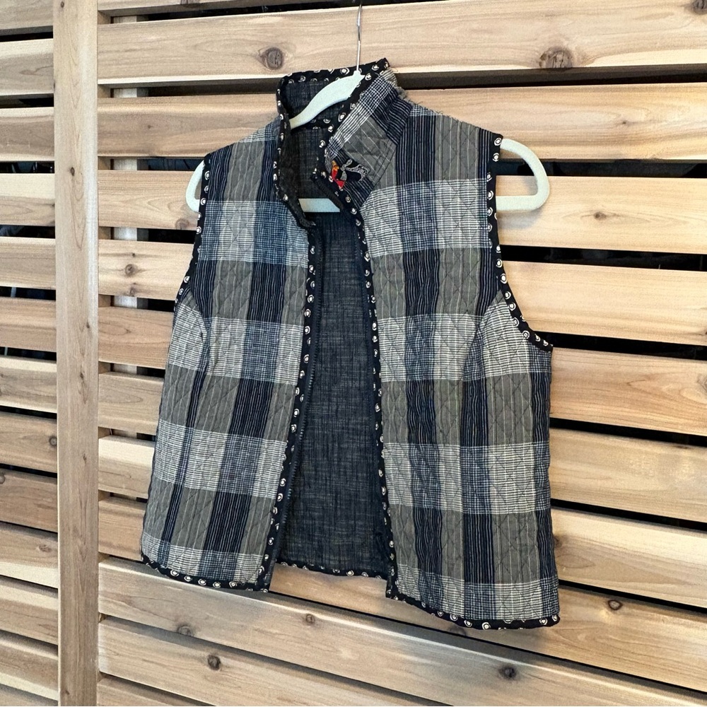 Reversible Handmade Plaid Sleeveless Quilted Vest